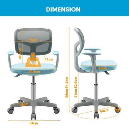 Kids Study Chair and Desk Set with Adjustable Height-Blue-Chair