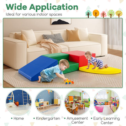 4-Piece Kids Climb Crawl Playset for Nursery &amp; Kindergarten-Red