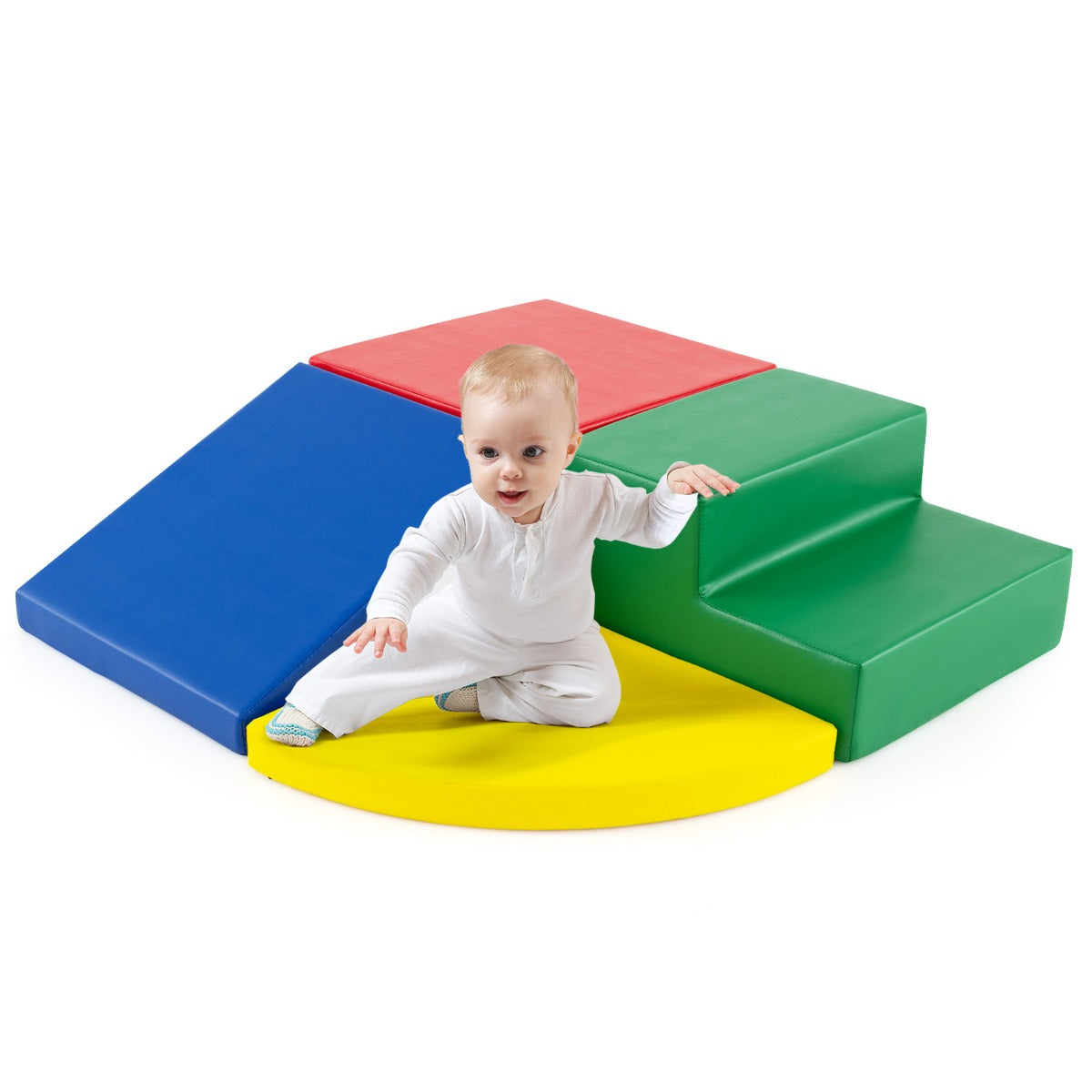 4-Piece Kids Climb Crawl Playset for Nursery &amp; Kindergarten-Red