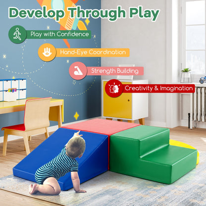 4-Piece Kids Climb Crawl Playset for Nursery &amp; Kindergarten-Red