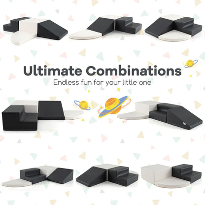 4-Piece Kids Climb Crawl Playset for Nursery and Kindergarten-White