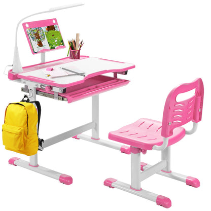 Home School Children Desk and Chair Set for Boys and Girls-Pink