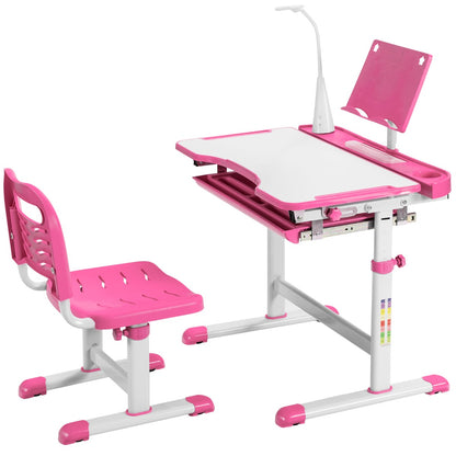 Home School Children Desk and Chair Set for Boys and Girls-Pink