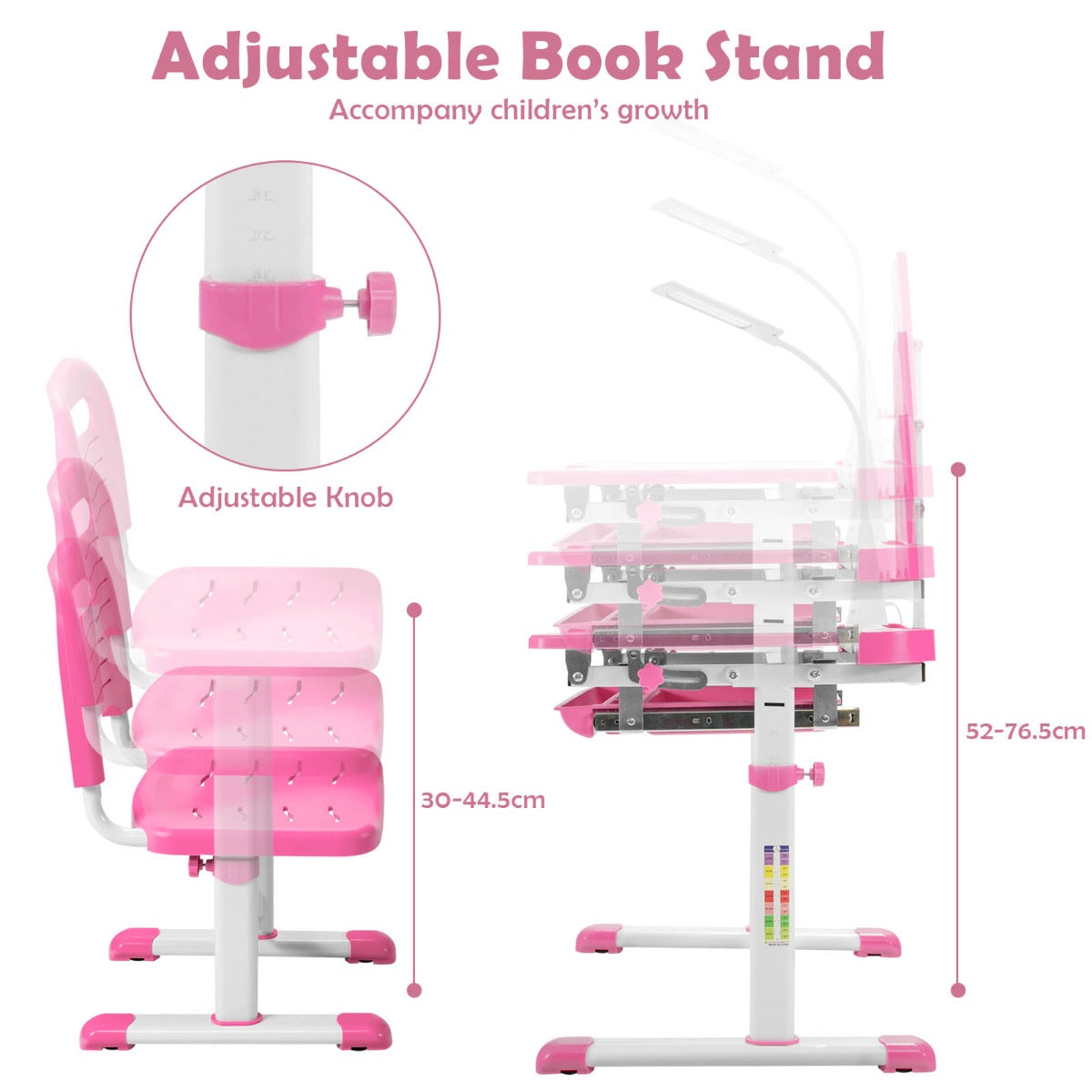 Home School Children Desk and Chair Set for Boys and Girls-Pink
