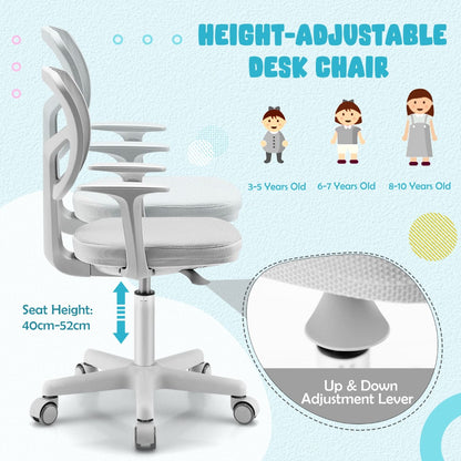 Kids Study Chair and Desk Set with Adjustable Height-Grey-Chair