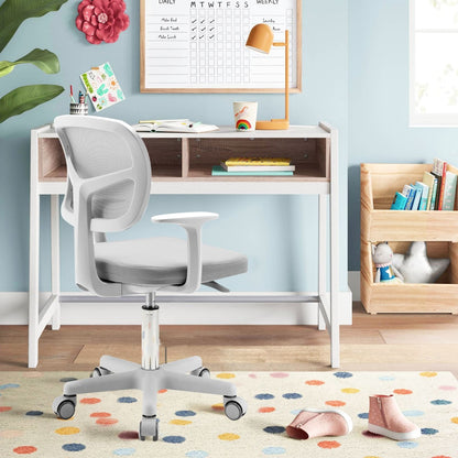 Kids Study Chair and Desk Set with Adjustable Height-Grey-Chair