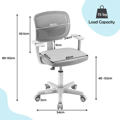 Kids Study Chair and Desk Set with Adjustable Height-Grey-Chair