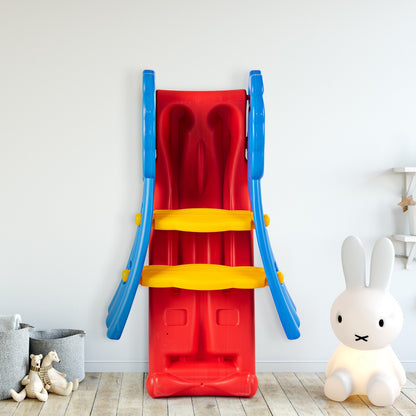 Kids Freestanding Slide with Guardrails and Foldable Design