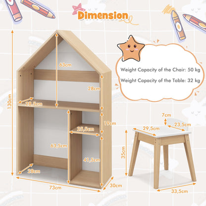 Children's wooden desk with ergonomic chair, spacious desktop and fun blackboard for imaginative activities