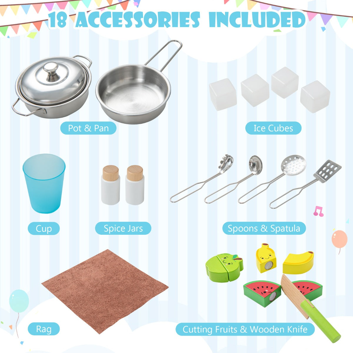 Easy-to-open handles and sturdy MDF construction make this play kitchen practical for toddlers