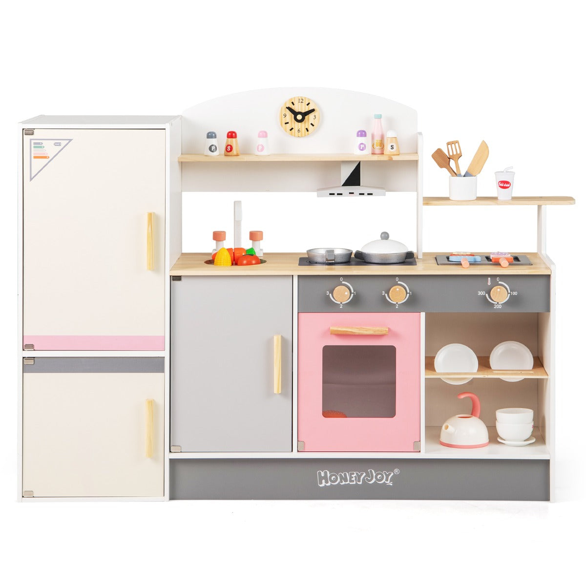 Kids Little Chef Play Kitchen Set with Range Hood and Refrigerator for Kids