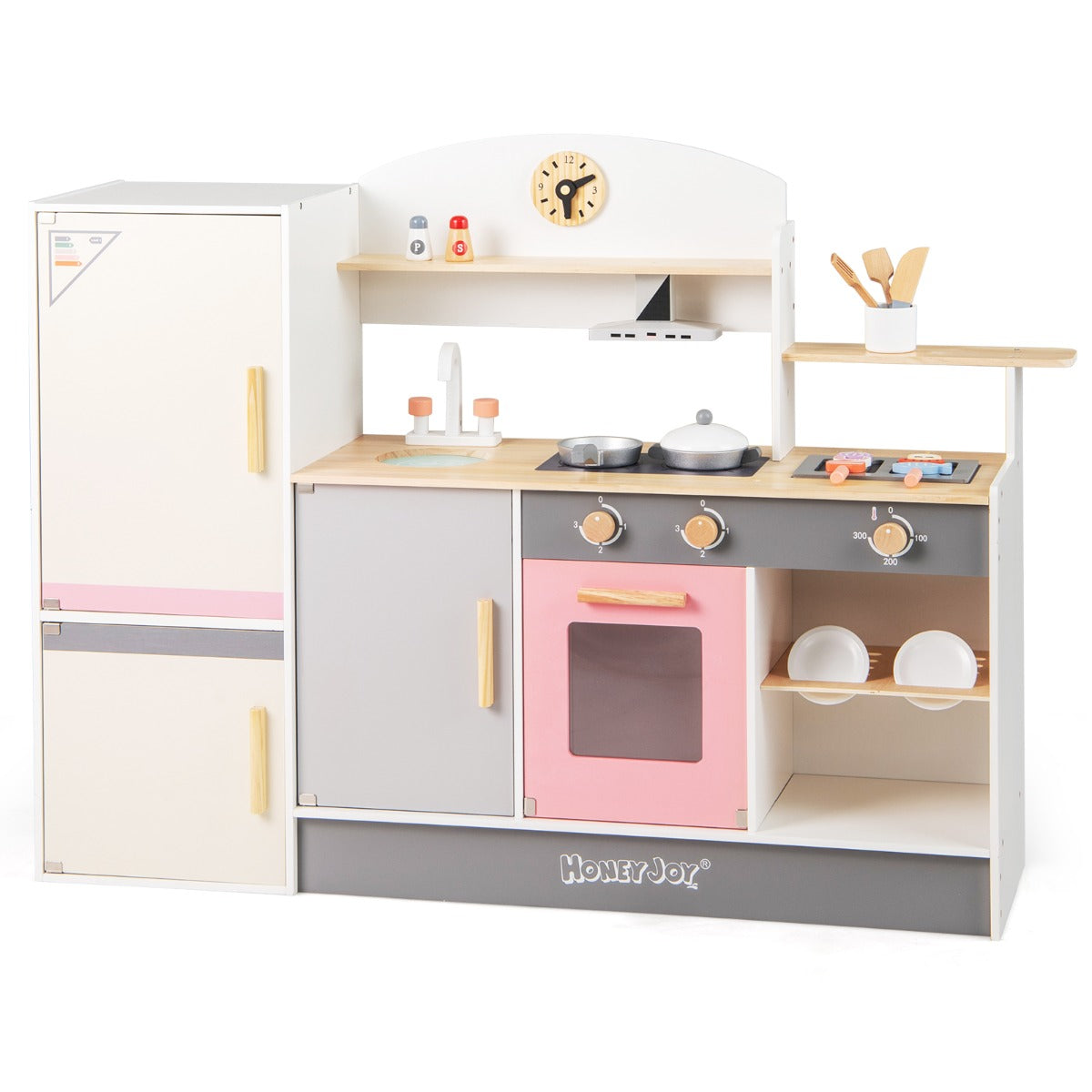 Kids Little Chef Play Kitchen Set with Range Hood and Refrigerator for Kids