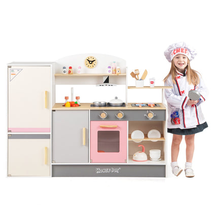 Kids Little Chef Play Kitchen Set with Range Hood and Refrigerator for Kids