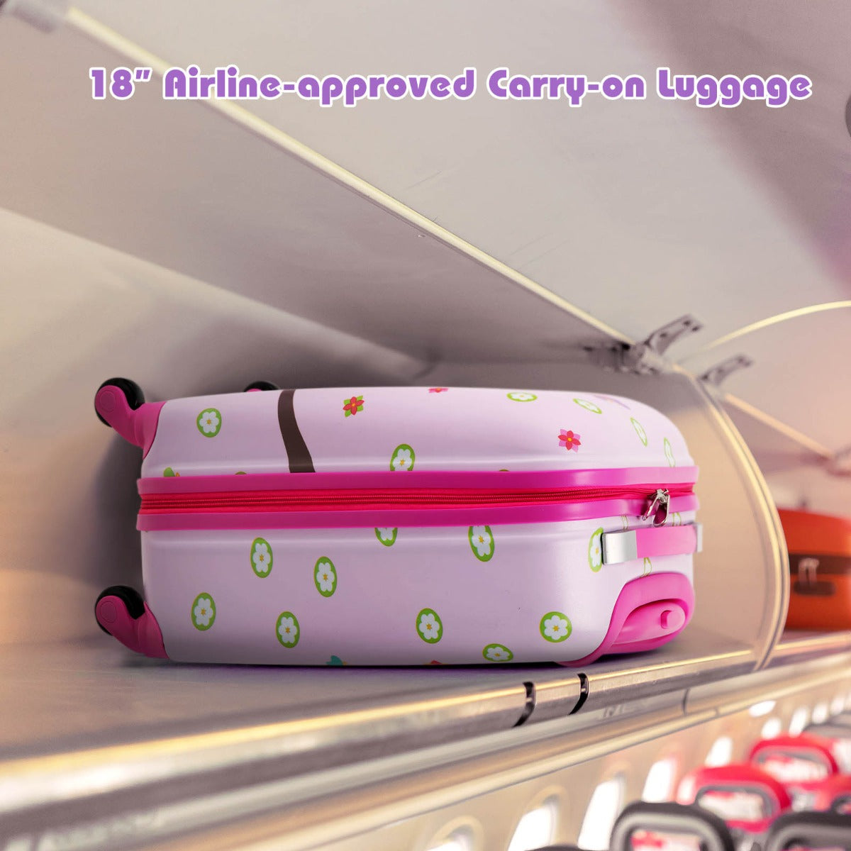 5 Piece Kids Luggage Set with Backpack and Neck Pillow &amp; Name Tag-Purple