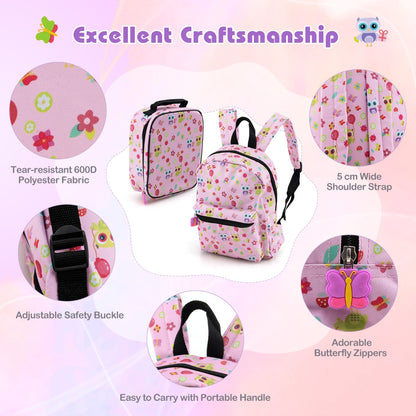 5 Piece Kids Luggage Set with Backpack and Neck Pillow &amp; Name Tag-Purple