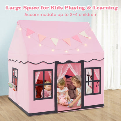 Kids Play Castle Tent Large Playhouse Toys Gifts with Star Lights Washable Mat-Pink