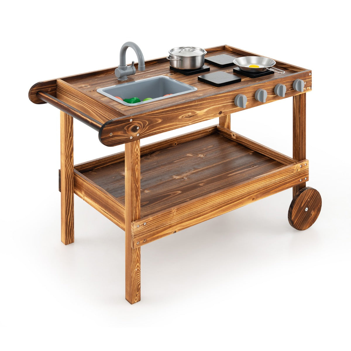 Costway Wooden Mud Kitchen Set with Removable Sink for Children 3+ Years Old