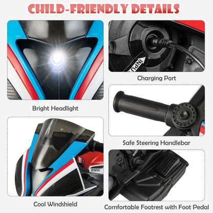 Kids ride-on motorcycle with volume control and long-lasting 12V battery for extended driving fun