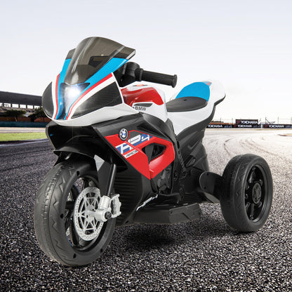 BMW ride-on motorcycle with forward and reverse controls plus high and low speed settings for children