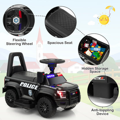Kids Ride On Police Car with Real Megaphone and Headlights-Black