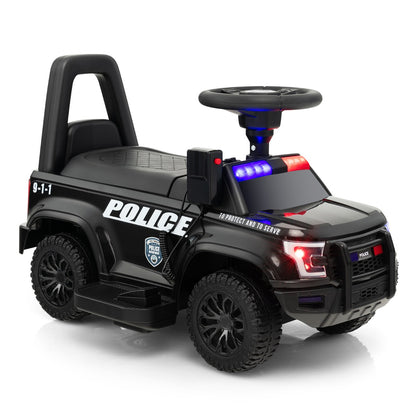 Kids Ride On Police Car with Real Megaphone and Headlights-Black
