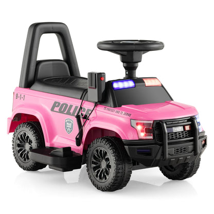 Kids Ride On Police Car with Real Megaphone and Headlights-Pink