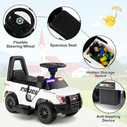 Kids Ride On Police Car with Real Megaphone and Headlights-White