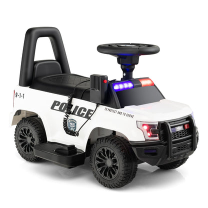 Kids Ride On Police Car with Real Megaphone and Headlights-White