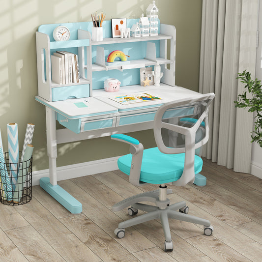 Kids Study Chair with Adjustable Height for Boys Girls Age 3-10-Green