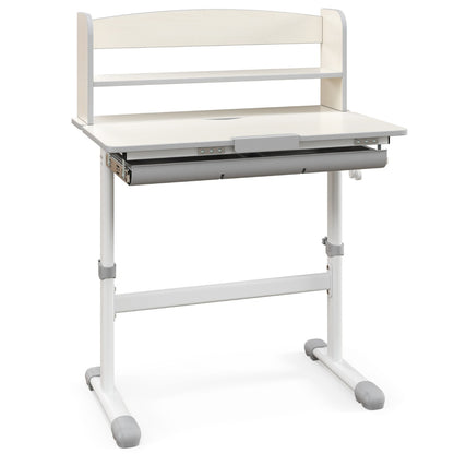 Costway Home School Student Learning Desk with Storage Drawer &amp; Scale Ruler for 3-12 Years Old-Grey