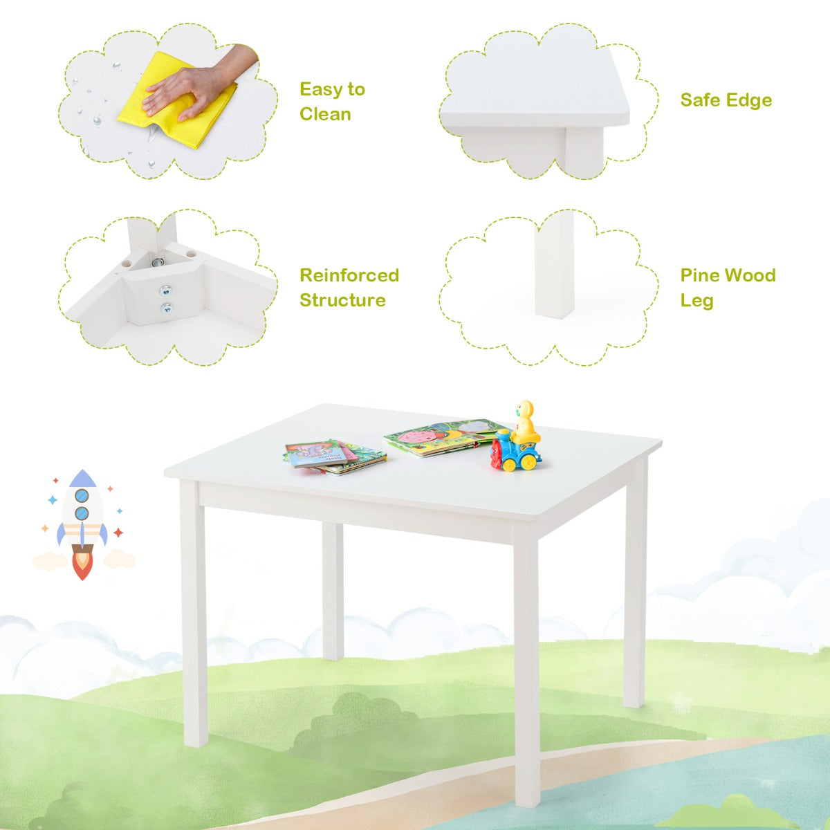 Kids Table and 4 Chairs Set for Toddlers-Colourful