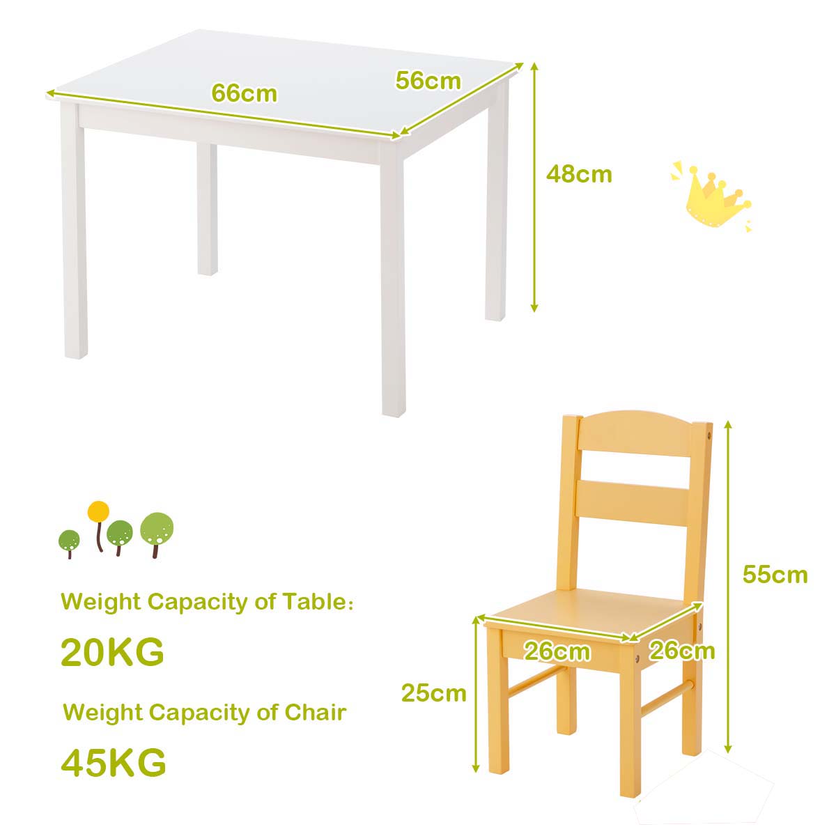 Kids Table and 4 Chairs Set for Toddlers-Colourful