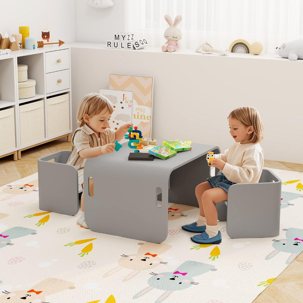 Stable U-shaped construction, rounded corners, and smooth surfaces help protect children during use