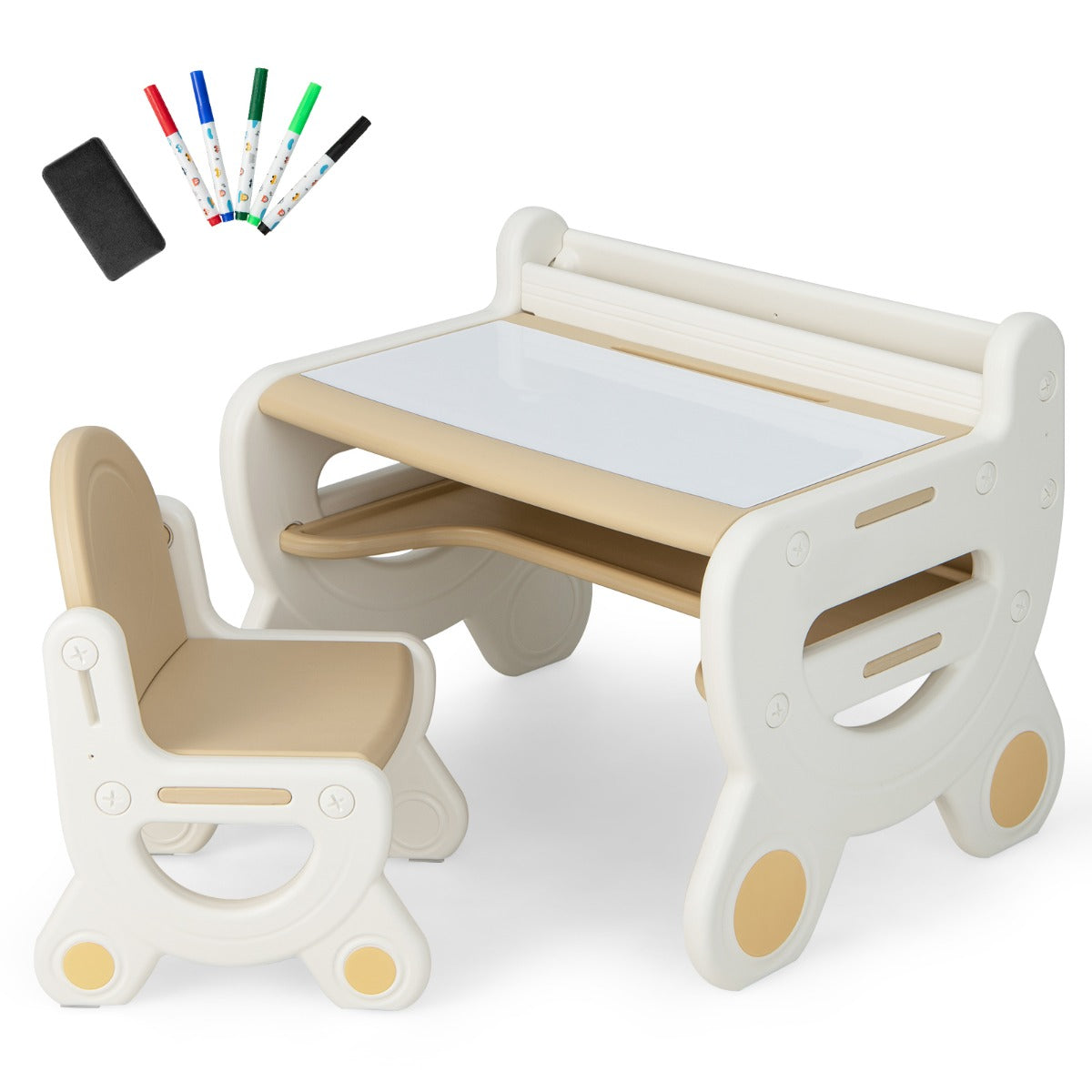 Ergonomic children’s chair with curved backrest, smooth seat, stable legs, and anti-slip foot pads