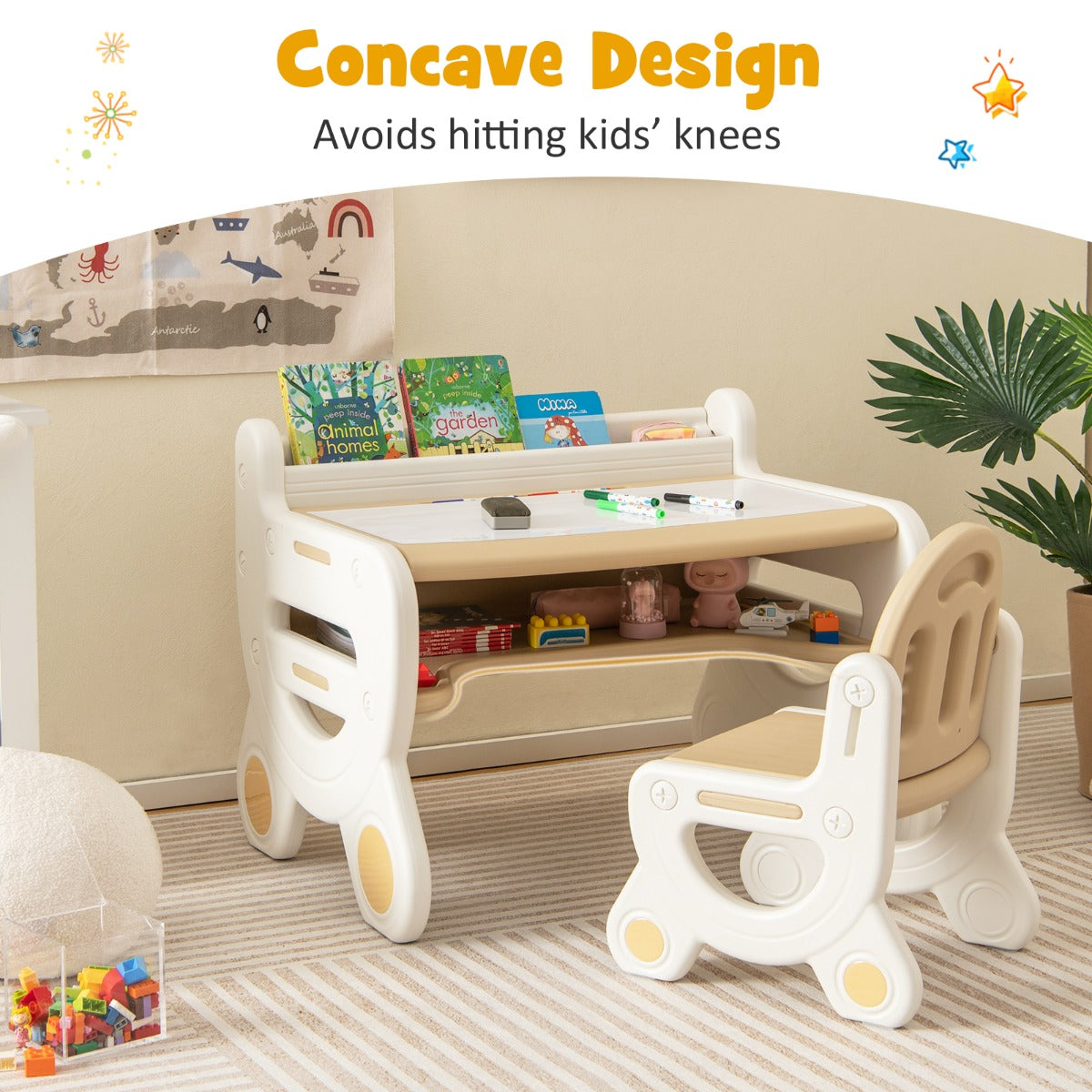 Multipurpose kids table supports drawing, learning, eating, reading, crafting, and imaginative play