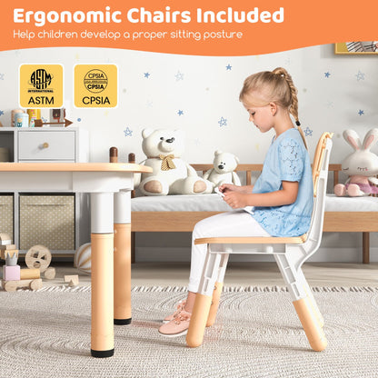 Easy-assemble toddler table and four-chair set certified to ASTM and CPSIA safety standards