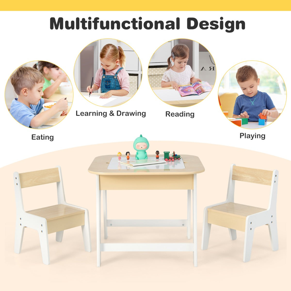 Stable table legs and strong chair frames support up to 50 kilograms for reliable children's use