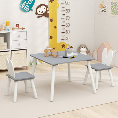 Costway 3 Pieces Kids Table and 2 Chairs Set for Arts, Crafts, Snack Time-Grey