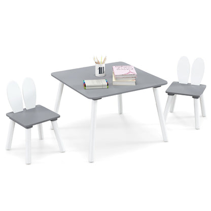 Easy-assembly kids table set includes one table, two chairs and detailed instructions