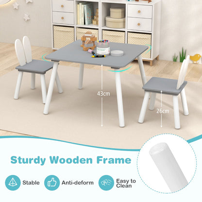 Costway 3 Pieces Kids Table and 2 Chairs Set for Arts, Crafts, Snack Time-Grey