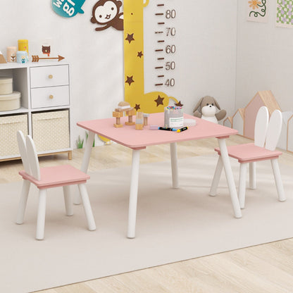 Easy-assembly kids table set includes one table, two chairs and detailed instructions