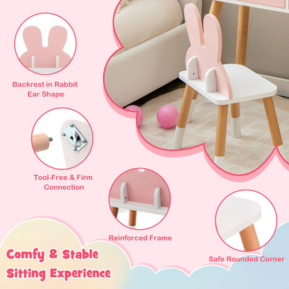 Costway 2-in-1 Princess Makeup Dressing Desk with Mirror-Pink