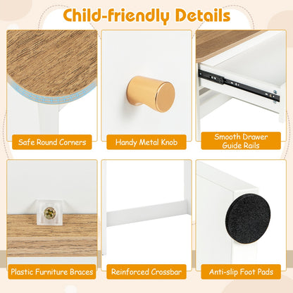 Kids Wooden Study Desk with Hutch and Drawer