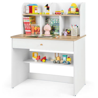 Kids Wooden Study Desk with Hutch and Drawer