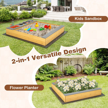 Kids Wooden Sandbox with Kitchen Playset and Bottom Liner