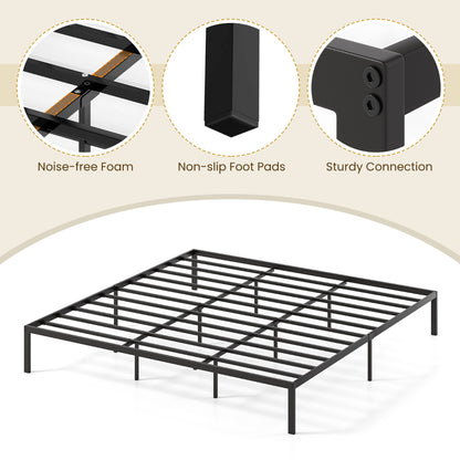 King Metal Bed Frame Platform Bed-Black-King