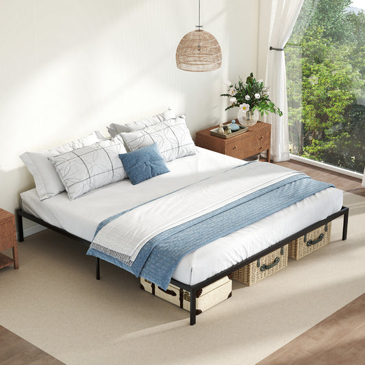 King Metal Bed Frame Platform Bed-Black-King