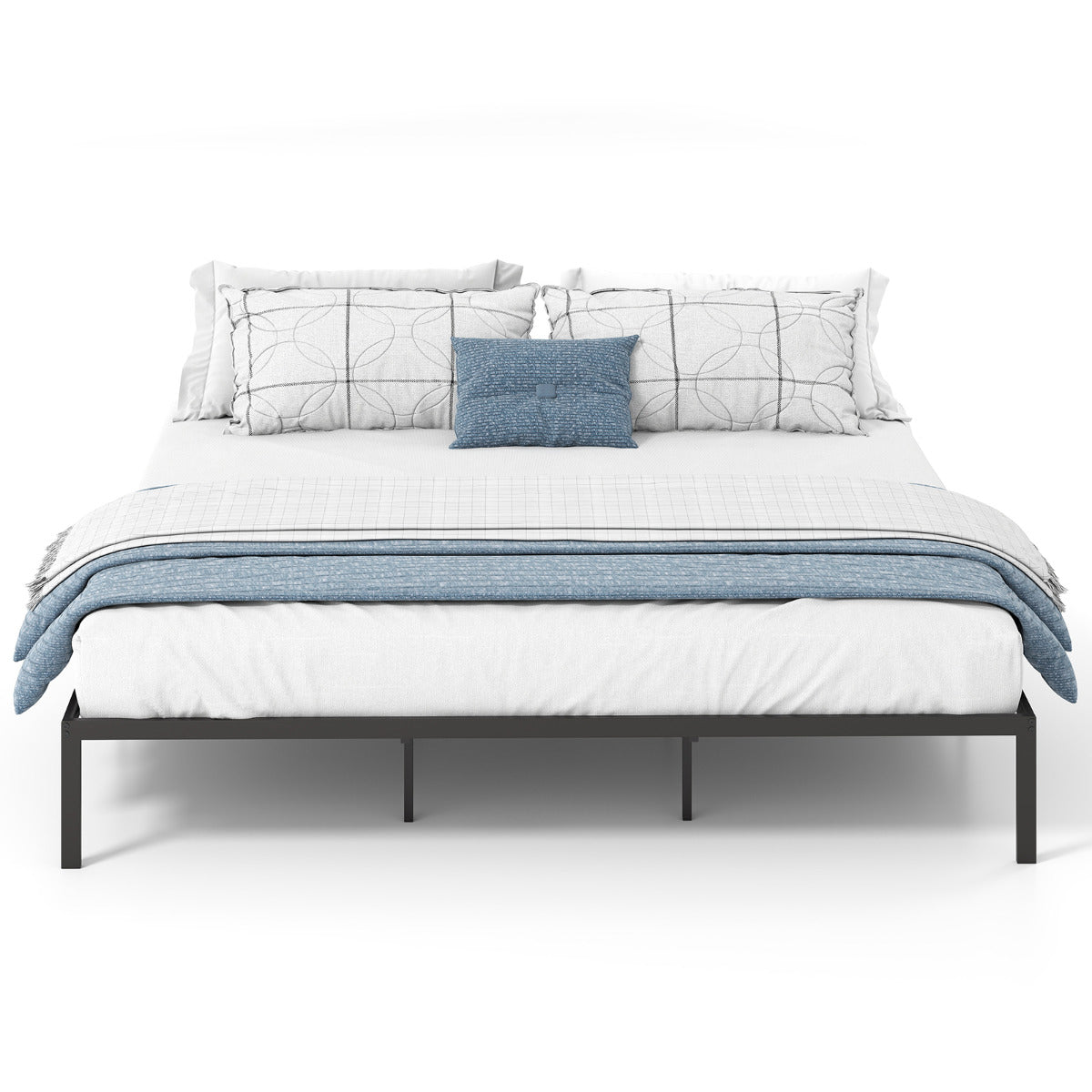 King Metal Bed Frame Platform Bed-Black-King
