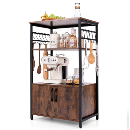 Anti-toppling device helps secure the pantry rack and reduce wobbling for improved household safety