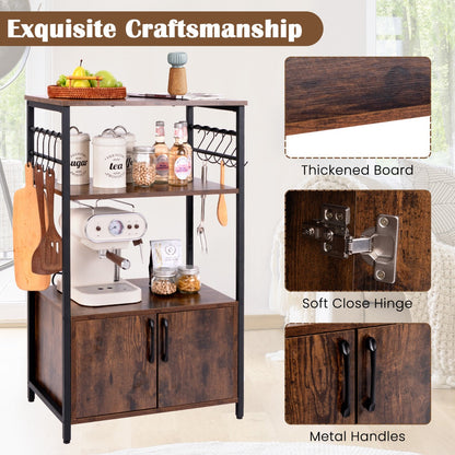 Adjustable foot pads keep the storage cabinet level on uneven floors and help prevent scratches